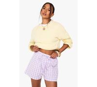 Boohoo Seersucker Gingham Drawstring Waist Shorts In Lilac lilac 6