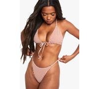 Boohoo Seersucker Gingham Tanga Bikini Brief In Chocolate chocolate 16