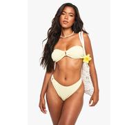 Boohoo Seersucker Gingham Trim Bandeau Bikini Bottoms In Light Green light green 6