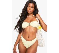 Boohoo Seersucker Gingham Trim Bandeau Bikini Top In Light Green light green 12