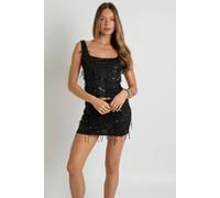 Boohoo Sequin A-Line Mini Skirt In Black black 6