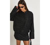 Boohoo Sequin Boucle Bomber Jacket In Black black 8