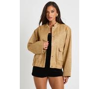 Boohoo Sequin Boucle Bomber Jacket In Gold gold 8