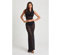 boohoo Women's Sequin Lace Maxi Skirt in Black | Size: 12