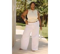 Boohoo Shell Trim Wide Leg Beach Trousers In White white 20