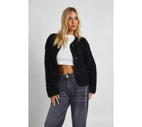 Boohoo Short Fur Collarless Jacket In Black black 16