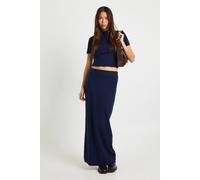 Boohoo Short Sleeve Knit Rib Top In Navy navy S