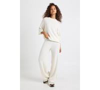 Boohoo Short Sleeve Top And Trouser Knitted Co Ord In Cream cream M