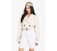 Boohoo Short Trench Coat In Light Stone light stone 14
