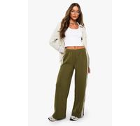 Boohoo Side Stripe Pintuck Straight Leg Jogger In Khaki khaki L