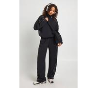 Boohoo Side Stripe Piping Nylon Wide Leg Jogger In Black black S