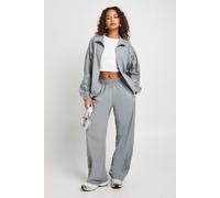 Boohoo Side Stripe Piping Nylon Wide Leg Jogger In Grey grey XS