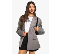 Boohoo Single Breasted Button Detail Volume Sleeve Oversized Blazer In Grey grey 10