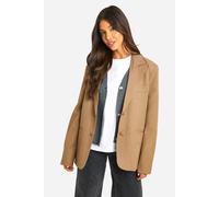 Boohoo Single Breasted Relaxed Fit Tailored Blazer In Mocha mocha 14