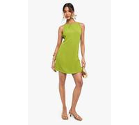 Boohoo Slash Neck Swing Mini Dress In Olive olive 16