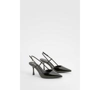 Boohoo Slingback Box Pointed Court Shoes In Black black 8