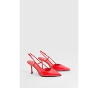 Boohoo Slingback Box Pointed Court Shoes In Red red 8