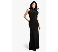 Boohoo Slinky Halter Neck Scarf Detail Maxi Dress In Black black 16