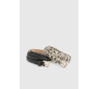 Boohoo Snake Print 2 Pack Basic Skinny Belts In Black black M/L