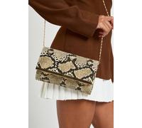 Boohoo Snake Print Fold Over Clutch Bag snake One Size