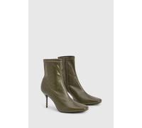 Boohoo Sock Stretch Stiletto Boot In Olive olive 4