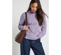 Boohoo Soft Knit Cable High Neck Jumper In Lilac lilac L
