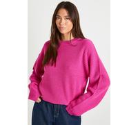 boohoo Women's Soft Knit Crew Neck Jumper in Pink | Size: Small