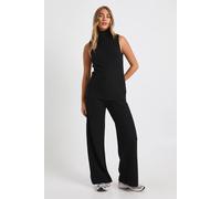 Boohoo Soft Knit Longline Roll Neck Sleeveless Jumper And Wide Leg Trouser Co-Ord In Black black M