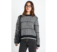 Boohoo Soft Knit Stripe Jumper In Black black