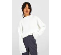 Boohoo Soft Rib Knit High Neck Jumper In Ivory ivory L