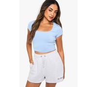 Boohoo Soft Slinky Square Neck Cap Sleeve Top In Baby Blue baby blue 10