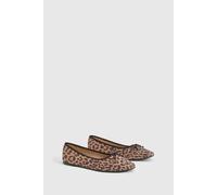 Boohoo Soft Square Toe Ballet Flats In Leopard leopard