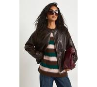 Boohoo Soft Touch Faux Leather Moto Jacket In Chocolate chocolate 16