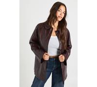 Boohoo Soft Touch Faux Leather Short Trench Coat In Burgundy burgundy 16