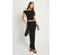 Boohoo Soft Touch Low Rise Maxi Skirt In Black black 14