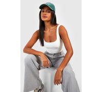 Boohoo Square Neck Slinky Double Layer Bodysuit In White white 6