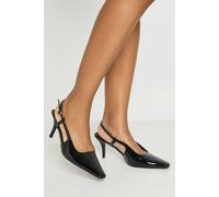 Boohoo Square Toe Court Slingback Heel In Black black 5