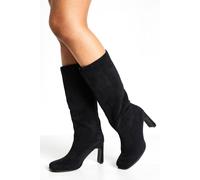 Boohoo Square Toe Knee High Boots In Black black 4