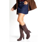 boohoo Women's Square Toe Knee High Boots in Brown | Size: 8