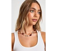 boohoo Women's Statement Red Stone & Pearl Necklace in Gold