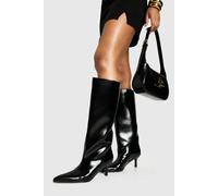 Boohoo Stiletto Column Pointed Knee High Boots In Black black 3