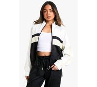 Boohoo Stripe Colour Block Woven Tracksuit Top In Black black 10