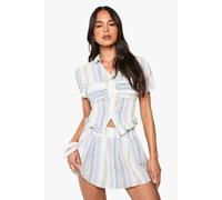 Boohoo Stripe Pleated Mini Skirt In Blue blue 12