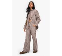 Boohoo Stripe Tie Cuff Shirt & Trouser Co-Ord In Brown brown 10
