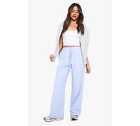 Boohoo Stripe Wide Leg Drawstring Trouser In Light Blue light blue 12