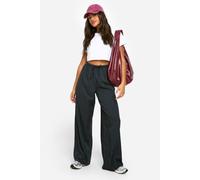 Boohoo Stripe Wide Leg Trousers In Black black 16