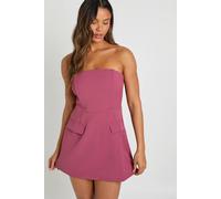 Boohoo Structured Bandeau Mini Dress In Burgundy burgundy 16