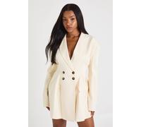 Boohoo Structured Button Detail Blazer Dress In Cream cream 10