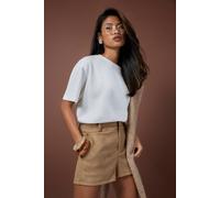 Boohoo Suede Look Mini Shorts In Tan tan 14