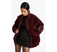 Boohoo Suede Look Oversized Bomber Jacket In Wine wine 10